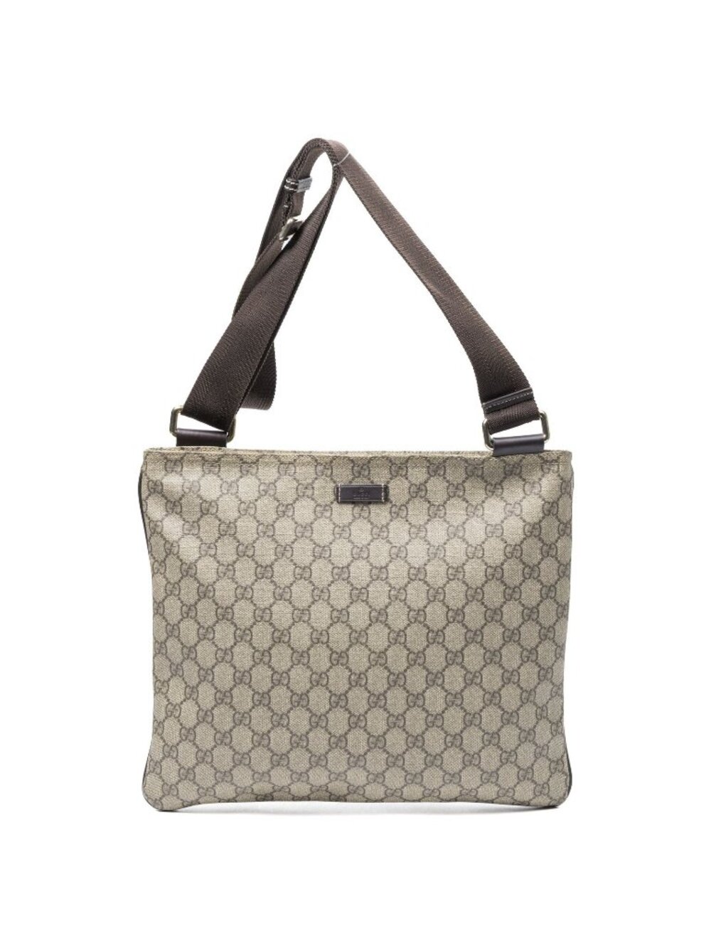 Gucci Large Square Zip Messenger Beige Brown Supreme Canvas